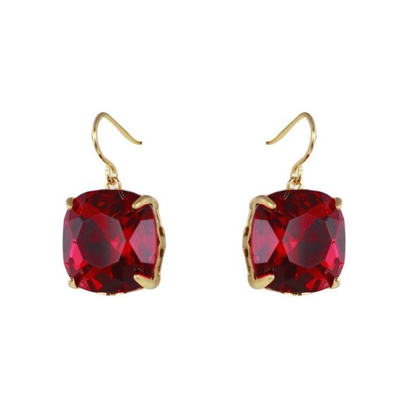 Tory Burch Crystal Hook Drop Earrings - RED with Dust Bag - Picture 3 of 6